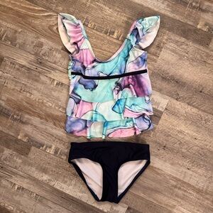 Justice Girls Tankini Swimsuit Size 5/6 | Ruffle Tie-Dye Swim Set 👙